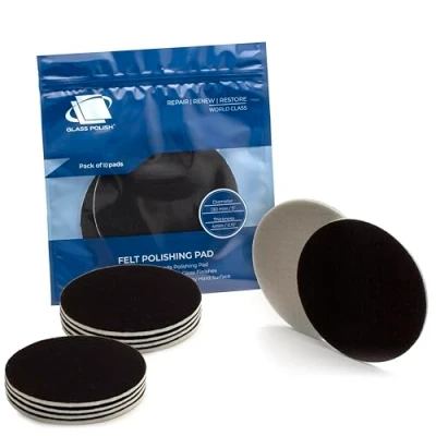 Abbildung von Glass Polish 130 mm Packung mit 10 Filz Polierscheiben für Glas, Kunststoff, Metall, Marmor und mehr