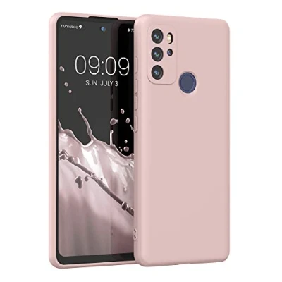 Abbildung von kwmobile Hülle kompatibel mit Motorola Moto G60S weiches TPU Silikon Case Cover geeignet für kabelloses Laden Coconut Swirl