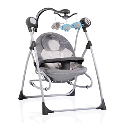 Abbildung von Cangaroo, Baby Rocker Swing Star, Fernbedienung, Musik, Timer, Mobil, Farbe: Dunkelgrau
