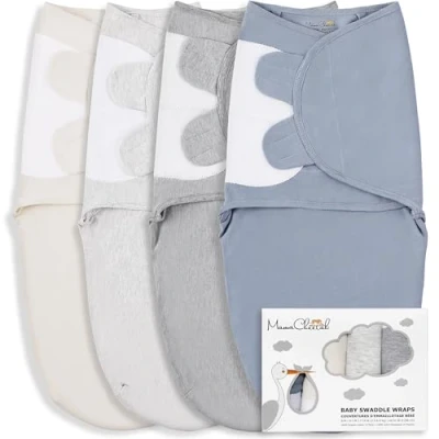 Abbildung von Mama Cheetah Baby Swaddle Blanket Easy Sleep Sack, Adjustable Wrap, Infant and Newborn Swaddles, Babies Boy Girl (0 3 Month), 4 Pack Organic Cotton, Melange