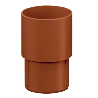 Abbildung von INEFA Fallrohr Verbinder, PVC DN50 / 50mm Braun Ablaufrohrverbinder Dachrinnenzubehör, einfache Steckmontage, Made in Germany