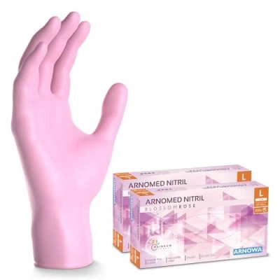 Abbildung von 200x ARNOMED Einweghandschuhe Rosa (2x100 Stück), Einmalhandschuhe L, Nitril Handschuhe Einweg, Nitrilhandschuhe puderfrei, Gummihandschuhe Schutzhandschuhe, in XS, S, M, L