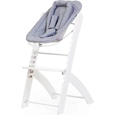 Abbildung von CHILDHOME, Neugeborenen Sitz, kompatibel mit Childhome Evosit Babyhochstuhl, ab Geburt, bis zu 6 Monaten, verschiedene Neigungen, 5 Punkt Gurt, Jersey 100% Baumwolle Ökotex, Weiß