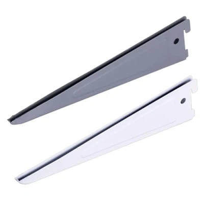 Abbildung von BOOMET Wandregalhalter Regalträger 2 reihig für Wandschienen, 10 tlg., Regalsystem Anthrazit 17cm Regalwinkel