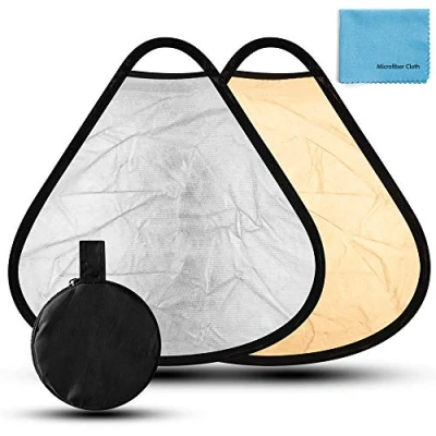 Abbildung von Fotover 30cm 2 in 1 Faltreflektor/Lichtreflektor mit Handgriff und Tragetasche,Gold Silber(12&quot;)