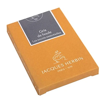 Abbildung von J.Herbin Jacques Herbin 11008JT Packung mit 7 großen Tintenpatronen, internationale Größe 1,35ml, ideal für Füllfederhalter und Tintenroller, Grau, 1 Pack
