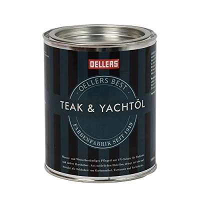 Abbildung von OELLERS Teak &amp; Yachtöl pflegender Holzschutz, 1 Liter/bis zu 15m², farblos und wasserabweisend, aus natürlichen Ölen, für Hartholz
