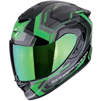 Abbildung von Scorpion Exo Motorradhelm 1400 Evo II Air Linart Integralhelm Schwarz / Grün