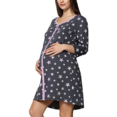 Abbildung von Bemammy Nachthemd, Damen, Größe: XXL, Dark grey/light blue/light blue