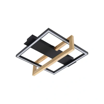 Abbildung von Lindby LED Deckenleuchte Holamu, 46cm, schwarz, Holz, Metall