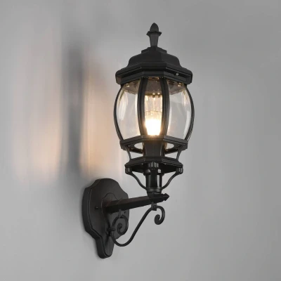 Abbildung von Trio Leuchten Außen Wandleuchte Elvo 206960132, Aluminium Druckguss Schwarz matt, Glas klar, exkl. 1x E27