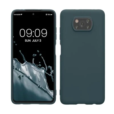 Abbildung von kwmobile Hülle kompatibel mit Xiaomi Poco X3 NFC/Poco Pro weiches TPU Silikon Case Cover geeignet für kabelloses Laden Dunkler Schiefer
