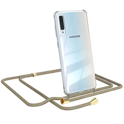 Abbildung von EAZY CASE Handykette kompatibel mit Samsung Galaxy A50 / A30s A50s Handyhülle Umhängeband, Handykordel Schutzhülle, Silikonhülle, Hülle Band, Stylische Kette für Smartphone, Rainbow