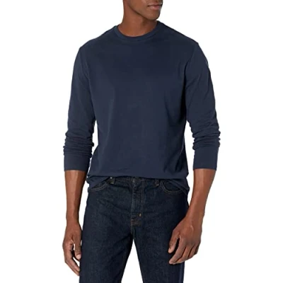 Abbildung von Amazon Essentials Herren Langärmeliges T Shirt, Schmale Passform, Marineblau, S