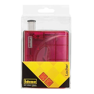 Abbildung von Idena Lochstanzer 300751 Locher mit Anschlagschiene, transluzent, 16 Blatt, rot