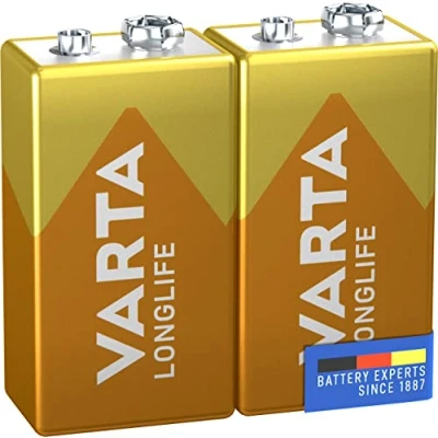 Abbildung von VARTA Batterien 9V Blockbatterie, 2 Stück, Longlife, Alkaline, Vorratspack, für Rauchmelder, Brand &amp; Feuermelder