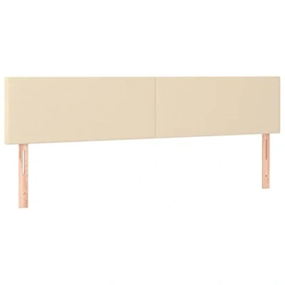 Abbildung von vidaXL Kopfteil 2 STK., Bettkopfteil mit Holzbeinen, Höhenverstellbar Polsterkopfteil für Bett, Betthaupt Bettzubehör Schlafzimmer, Creme 80x5x78/88 cm Stoff