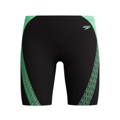 Abbildung von Speedo Jungen Hyperboom Splice Schwimmhose Chlorbeständig Schnelltrocknend Stretchmaterial Bequeme Passform Schwimmbekleidung, Schwarz/Alfalfa Green, 7 8