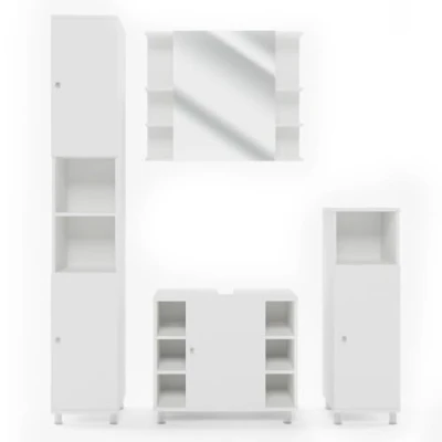 Abbildung von Vicco Badmöbel Set Fynn, Weiß, 4 Teile, (4 er Set, St., Set)