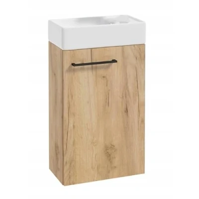 Abbildung von Deftrans Domodomo Badezimmerschrank mit Waschbecken, Waschbeckenschrank 40 x 60 21,3 cm, Keramik Waschbecken Set, Wanddschrank für kleines Bad… (Holz Ohne Waschtischarmatur)