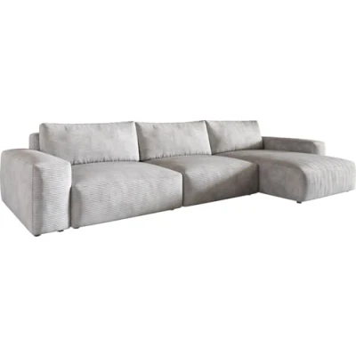 Abbildung von Ecksofa Lanzo XL 380x180 cm Cord Silbergrau Recamiere variabel