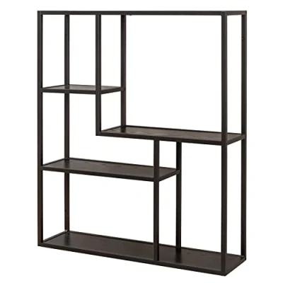 Abbildung von riess ambiente Wandregal SLIM LINE 95cm schwarz, Einzelartikel 1 tlg., Wohnzimmer · Esche Design Metall eckig 5 Fächer Industrial