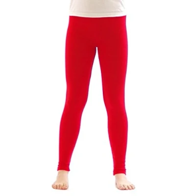 Abbildung von YESET Leggings Hose Kinder Thermo Fleece lang Gamaschen rot 110 mit elastischem eingenähten Bund