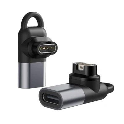 Abbildung von MoKo USB C auf Adapter 2 Stück, 90 Grad Typ Ladegerät Stecker Ladeadapter Datentransfer Kompatibel mit Fenix 7/7S/7X/6/6S/6X/5/5S/5X/Forerunner 245/255/Vivoactive 3/4/Instinct 2, Grau