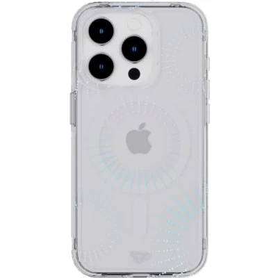 Abbildung von tech21 Evo Sparkle Hülle für iPhone 15 Pro Kompatibel mit MagSafe Aufprallschutz Lunar Clear