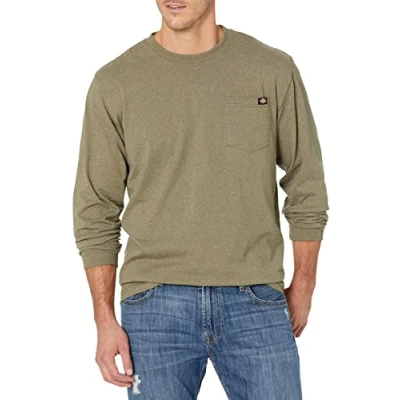 Abbildung von Dickies Herren Langärmelig, Rundhalsausschnitt Arbeits T Shirt, Military Green Single Dye Heather, XL