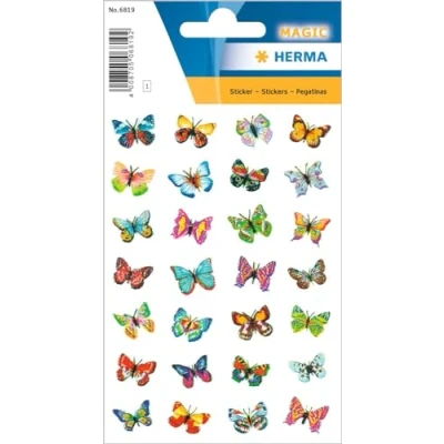 Abbildung von HERMA 6819 Aufkleber Schmetterlinge Glitzer klein mini, 28 Stück, Schmetterling Sticker in bunten Farben, Butterfly Etiketten für Fotoalbum Tagebuch Poesiealbum Scrapbooking Dekoration Briefe Basteln
