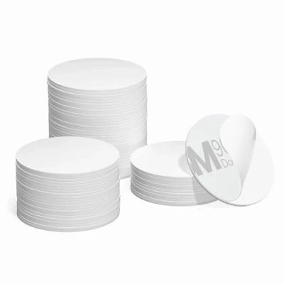 Abbildung von 30 NFC Tag Karten, programmierbar, NFC, 215 Etiketten, PVC, NTAG215, selbstklebende Rückseite, rund, 25 mm, 504 Byte Speicher für Android iPhone und alle fähigen Geräte