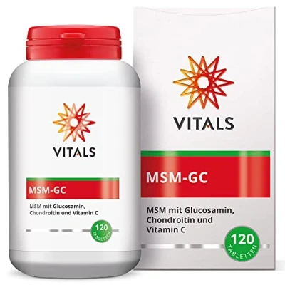 Abbildung von Vitals MSM GC 120 Tabletten Mit 250mg Glucosamin, 225mg Chondroitin und 60mg Vitamin C aus Ester in relevanter Dosis. nur den besten Zutaten Dosis