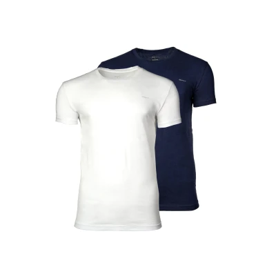 Abbildung von GANT 2PACK Nachtwäsche Shirt, Herren, Größe: Large, Navy / white