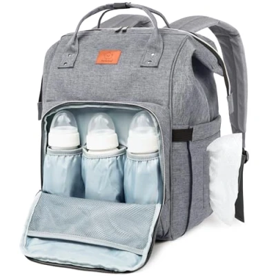 Abbildung von Wickeltasche Rucksack Große wasserdichte Reise Baby Taschen (Classic Gray)