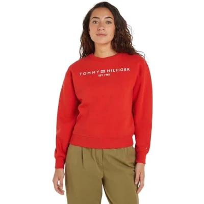 Abbildung von Tommy Hilfiger CORP LOGO Sweatshirt, Damen, Größe: XL, Fierce red