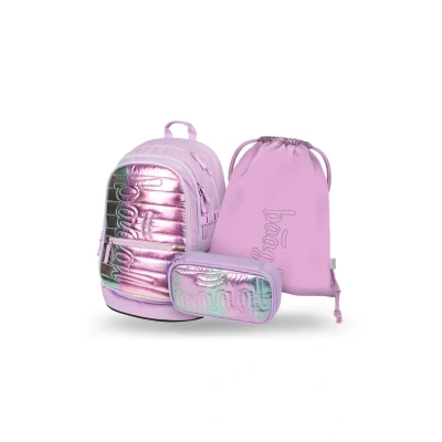 Abbildung von Baagl Schulrucksack Set Jungen Mädchen 3 Teilig, Schultasche für Grundschule Volksschule, Ranzen mit Brustgurt, Ergonomischer Schulranzen (Levander)