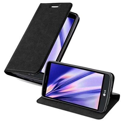 Abbildung von Cadorabo Hülle kompatibel mit LG G3 Stylus aus Premium Kunst Leder Flip Klappbare Stoßfeste Magnetische [Standfunktion] [Kartenfächern] Cover für Tasche in Schwarz