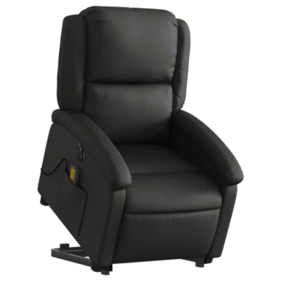 Abbildung von vidaXL Massagesessel, Sessel mit Aufstehhilfe Elektrisch, Relaxsessel Liegefunktion Vibrationsfunktion, Fernsehsessel Liegesessel Aufstehsessel, Schwarz Echtleder