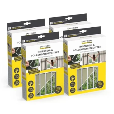 Abbildung von EASYmaxx Insektenschutz Fensterrahmen Insect Protect Insekten &amp; Pollenschutzgitter 150 x 130 cm, (4 St), Moskitonetz zuschneidbar, Einfache Montage mit 12 Magneten