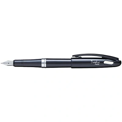 Abbildung von Pentel TRF94A C Tradio Füllfederhalter Black and White Edition mit hochwertiger Iridium Feder Gehäuse, hochglanz, schwarz/blau