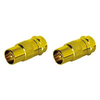 Abbildung von SAT FOX Antennenadapter Kabel auf Adapter Set 2 Stück F Stecker IEC Kupplung Verbinder Koaxial