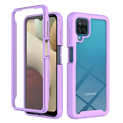 Abbildung von XINNI Hülle für Samsung Galaxy A12(M12), 360 Grad Stoßfeste Schutzhülle mit Integriertem Bildschirmschutz, Robuster Bumper Outdoor Full Body Case, Helles Lila