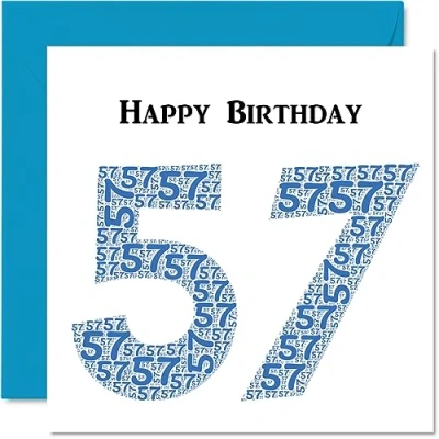 Abbildung von lustige Geburtstagskarte zum 57. Geburtstag für Männer Shapecloud Happy Birthday Karte Vater, Mutter, Großvater, Nanny, Oma, Onkel, Tante, Cousin, Freund, 145 mm x Grußkarten,