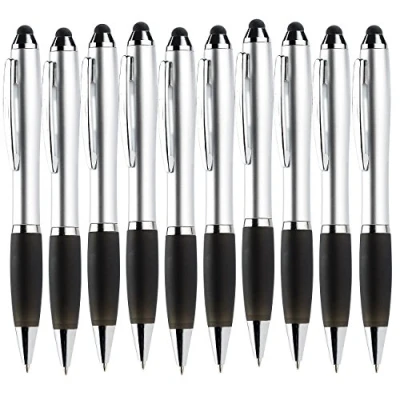 Abbildung von PEARL Touchscreen Pen: 2in1 Kugelschreiber mit Stift, 10er Pack (Kugelschreiber für Tablet, Tablet Kugelschreiberminen)