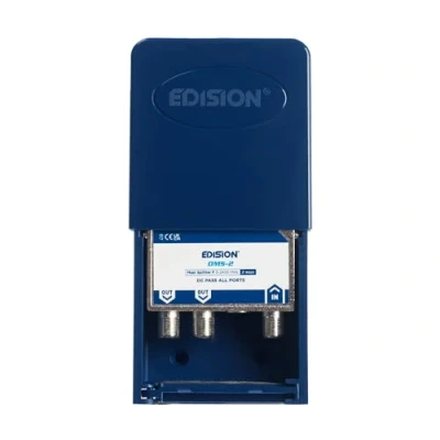 Abbildung von EDISION OMS 2 SAT Verteiler Fach MAST Outdoor, geignet für TV, Satellit, Kabel Fernseher, Radio, Unicable, Frequenzbereich 5 2400Mhz, DVB S2, T2, C, DC Durchgang, Wetterfestes Gehäuse