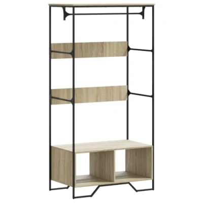 Abbildung von vidaXL Kleiderständer, Garderobenständer mit Stauraum Kleiderstange, Offener Kleiderschrank für Schlafzimmer, Garderobe, Modern, Sonoma Eiche Holzwerkstoff