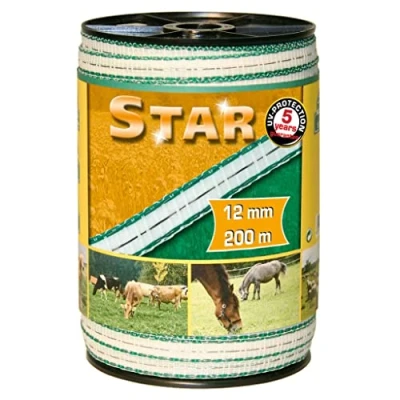 Abbildung von Ako STAR Weidezaunband Weiß/Grün 12mm x 200m