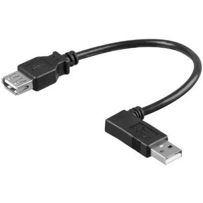 Abbildung von goobay 3er Set USB 2.0 Hi Speed Verlängerungskabel A Stecker 90 Links auf Buchse 0,15 m schwarz