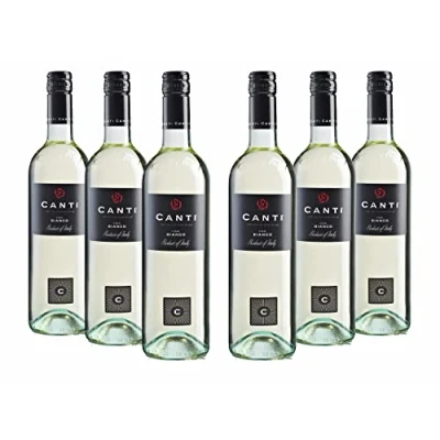 Abbildung von Canti Italienischer weißer trockener Wein 12%, mischung aus ausgewählten Trauben, fruchtiger Geschmack und frische Noten von tropischen Früchten, 6x750 ml
